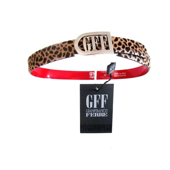 GIANFRANCO FERRE SILVER METAL INITIAL GFF ANIMAL PRINT DESIGNER 1\